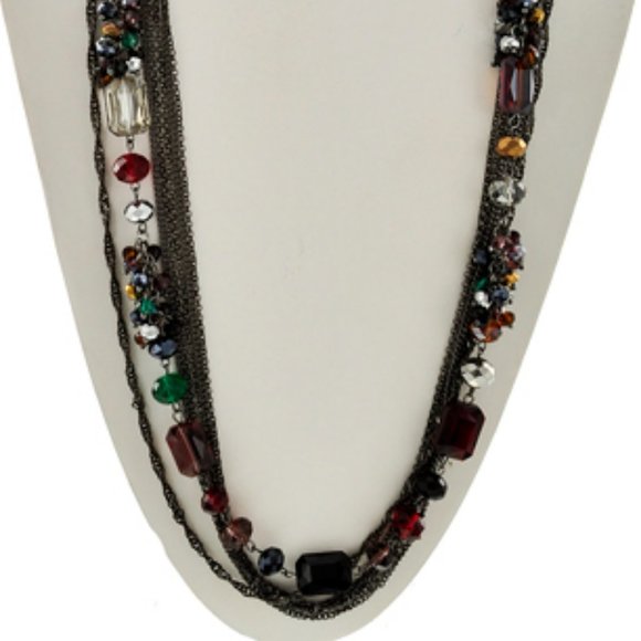 MULTI COLOR GLASS CRYSTAL NECKLACE & EARRING SET - Picture 3 of 3